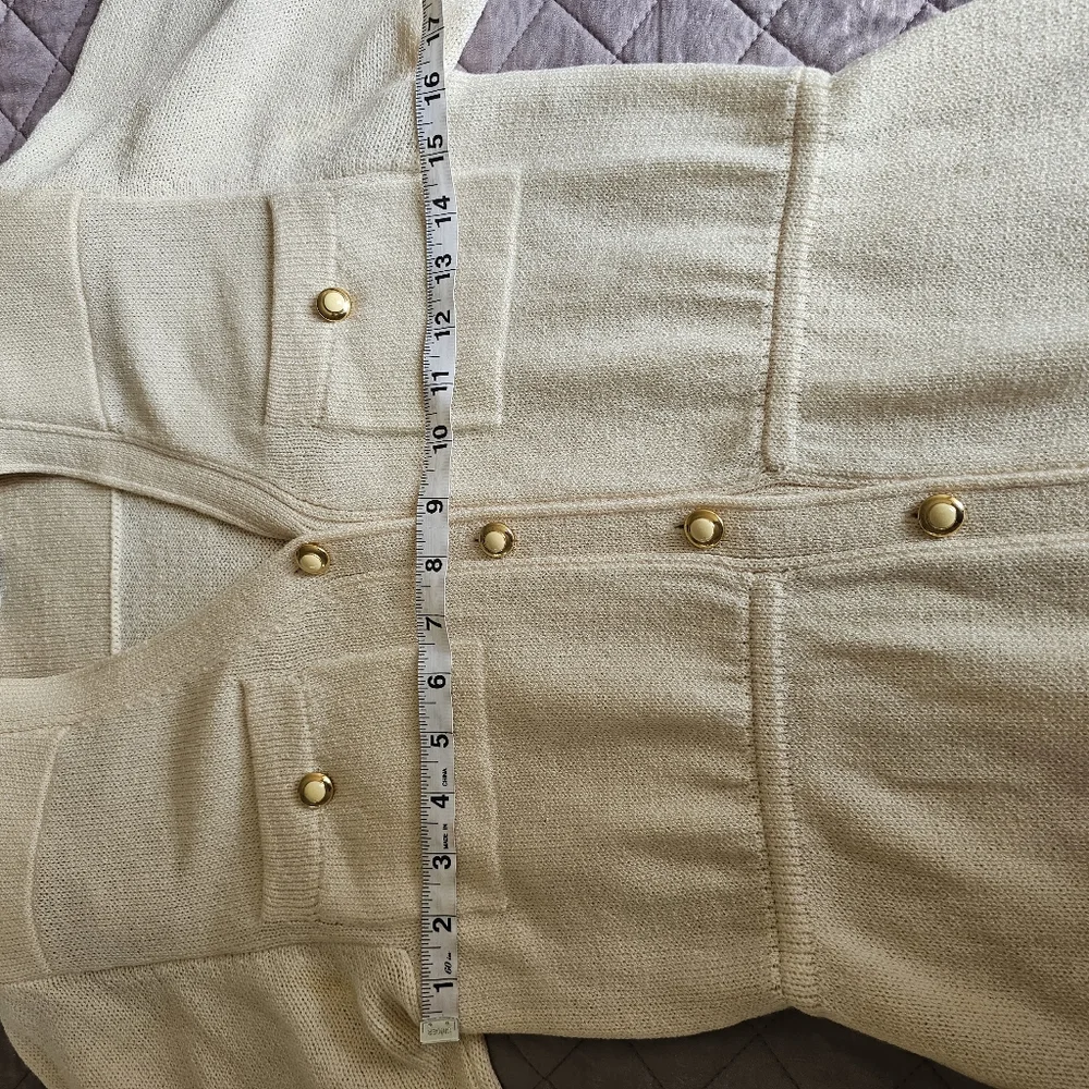 St.John By Marie Gray VTG Elegant Butter Yellow Cream Gold ButtonDown Dress Sz 4